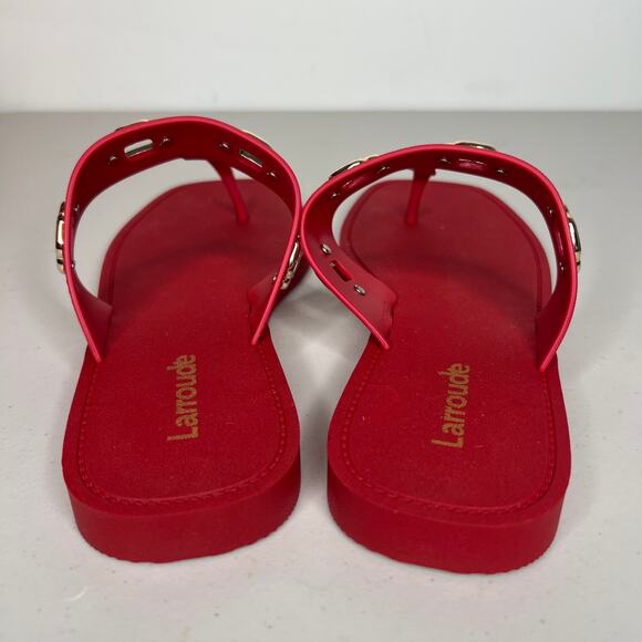 Larroude Red Jelly Thong Milan Sandals Size 8/9 - Picture 4 of 8